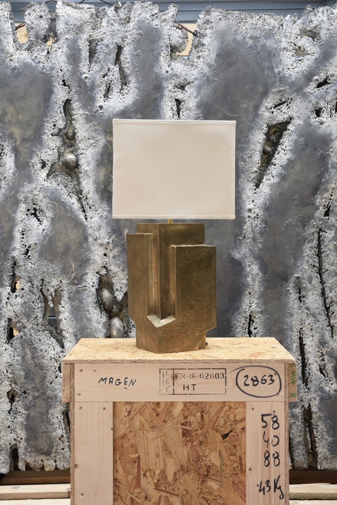 Pierre Sabatier "Beauvais 1" lampe bronze 1980
