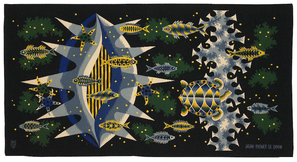 Tapisserie Profondeurs, réalisée à Aubusson haut 103 x198 cm de large, 1962 par Jean Picart Le Doux, Galerie Chevalier