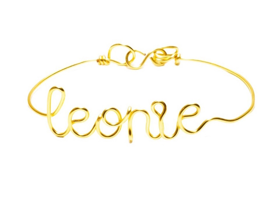Bracelet tour de poignet à message en fil de cuivre doré à l'or fin, réalisé à la main Atelier Paulin